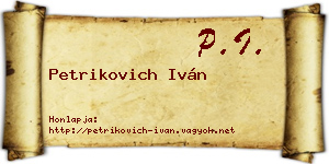 Petrikovich Iván névjegykártya